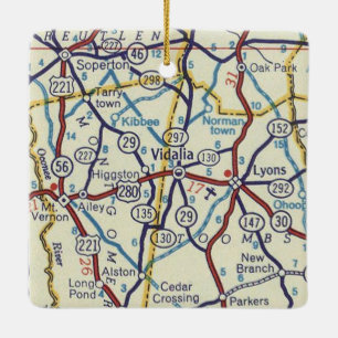 Vidalia Georgia Vintage Map Ceramic Ornament