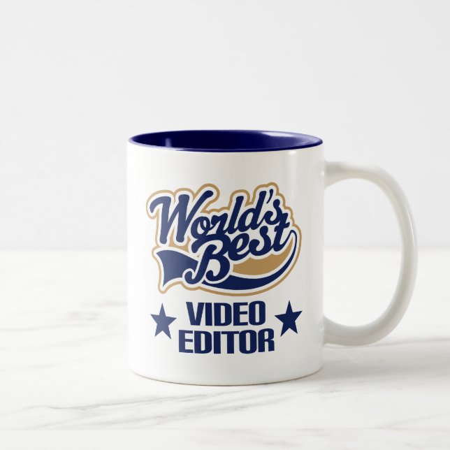 Video Editor Gift (Worlds Best) Two-Tone Coffee Mug (Right)