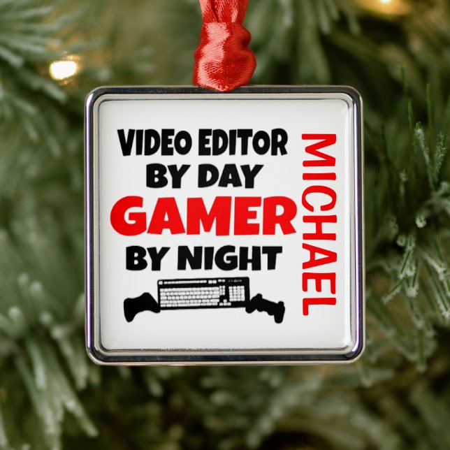 Video Editor Loves Playing Video Games Metal Ornament (Tree)