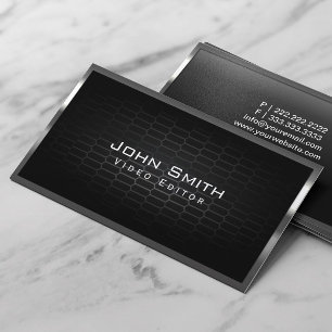 Video Editor Modern Metal Cells Business Card