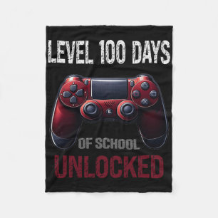 Video Game 100 Day School Level 100 Days Of School Fleece Blanket