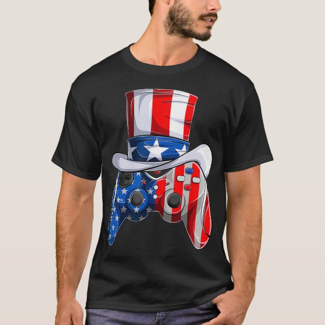 Video Game 4th of July controller American  kids B T-Shirt (Front)