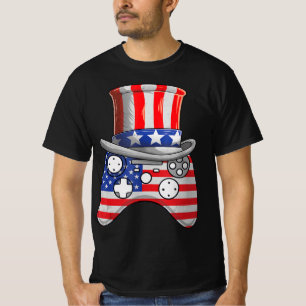 Video Game 4th Of July Uncle Sam Hat Game Controll T-Shirt