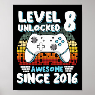 Video Game 8th Birthday Boys Girls Kids 8 Years Ol Poster