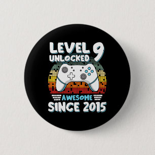 Video Game 9th Birthday Boys Girls Kids 9 Years Ol 6 Cm Round Badge