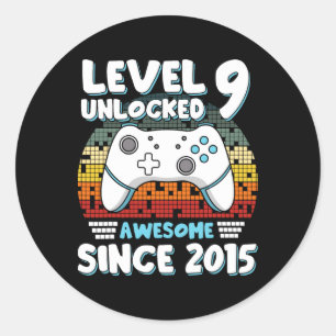Video Game 9th Birthday Boys Girls Kids 9 Years Ol Classic Round Sticker