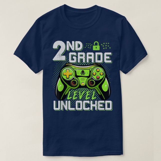Video Game Back To School Funny 2nd Grade Level Un T-Shirt (Design Front)