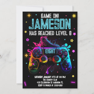 Video Game Birthday Boy Gamer Party Invitation