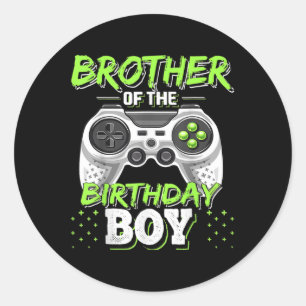 Video Game Birthday Brother Of The Birthday Boy Classic Round Sticker