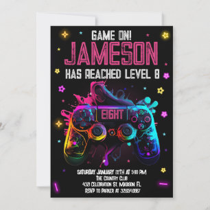 Video Game Birthday Girl Gamer Party Invitation