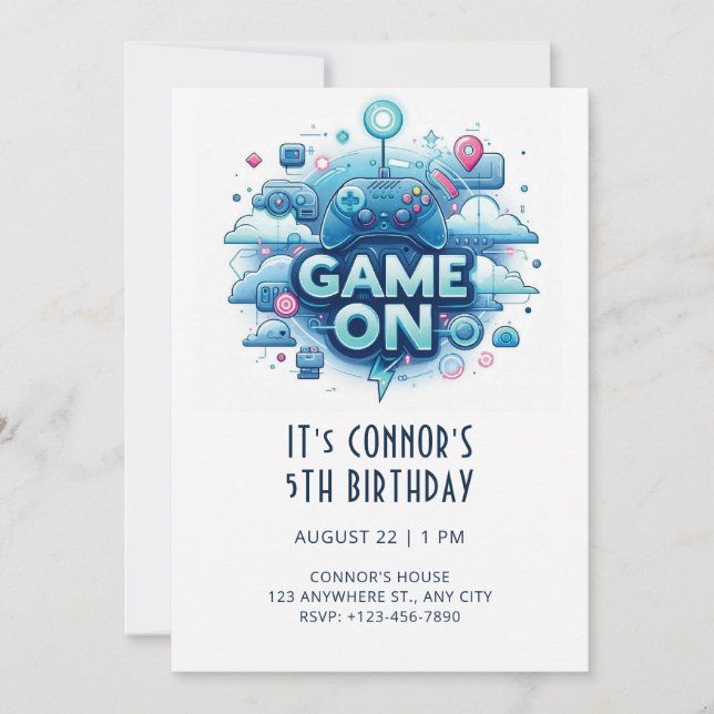 Video Game Birthday Invitation (Front)