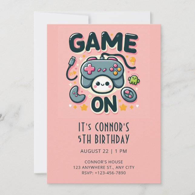 Video Game Birthday Invitation (Front)