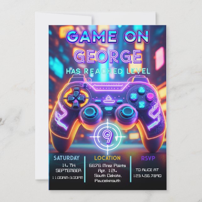 Video Game Birthday Invitation (Front)
