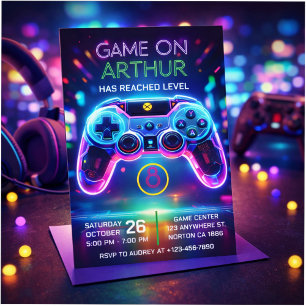 Video game birthday invitation