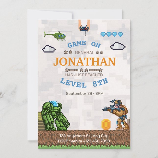 video game birthday invitation (Front)