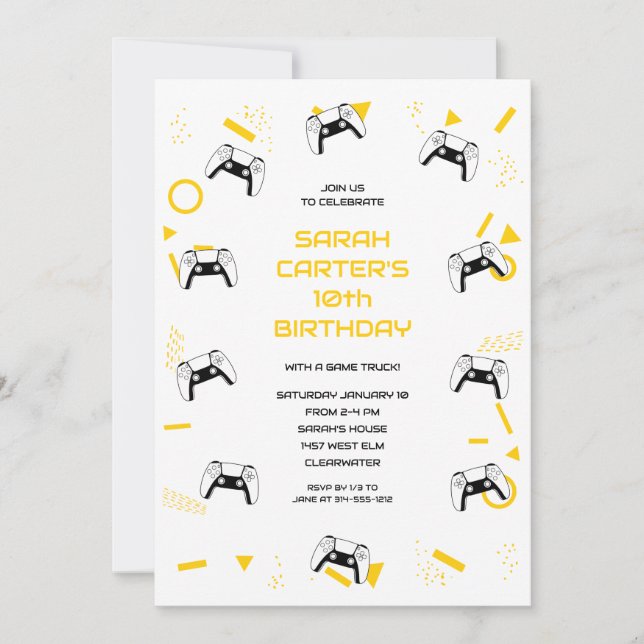 Video Game Birthday  Invitation (Front)