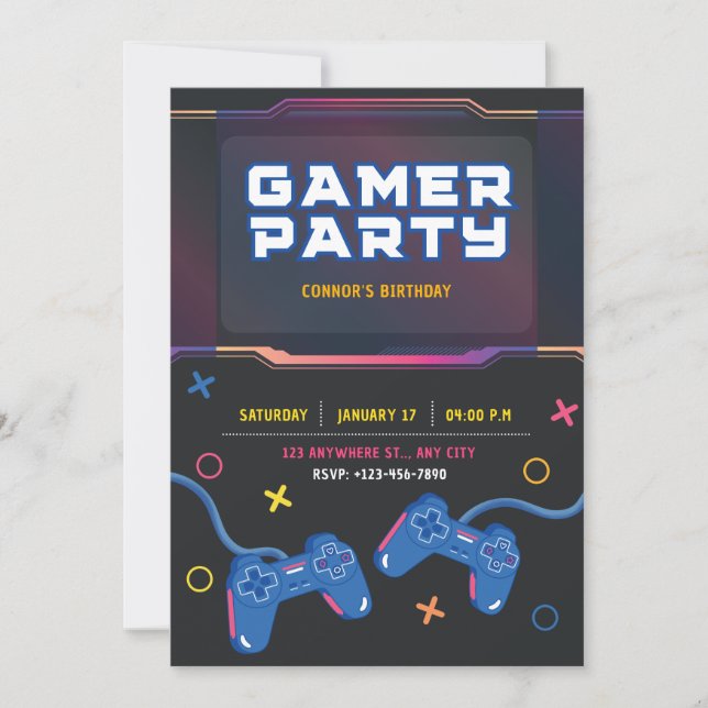 Video Game Birthday Invitation (Front)