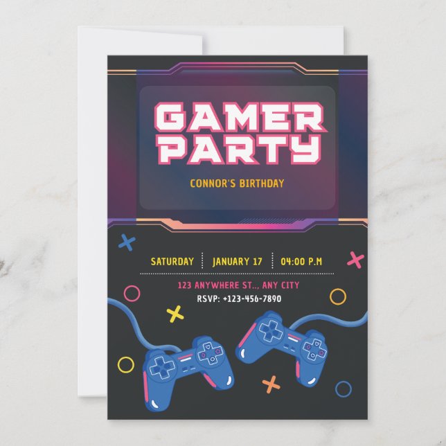 Video Game Birthday Invitation (Front)