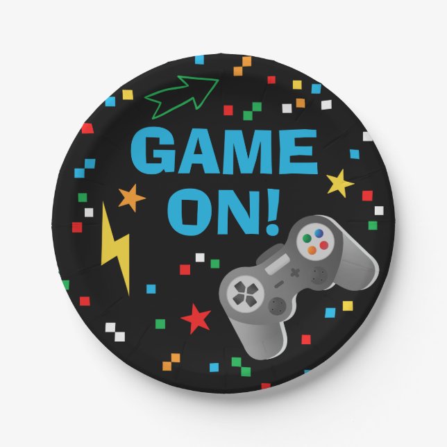 Video Game Birthday Paper Plates (Front)