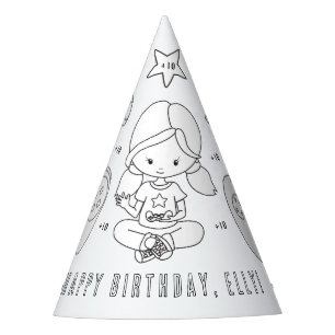 Video Game Birthday Party - Color Your Own Hat