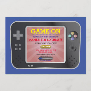 Video Game Birthday Party Gamer Boy Console Invite