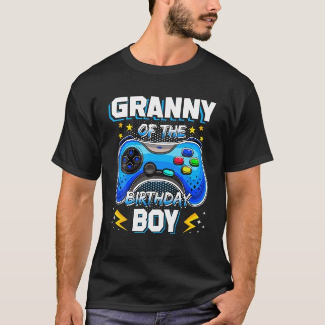 Video Game Birthday Party Granny Of The Bday Boy M T-Shirt (Front)