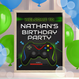 Video Game Birthday Party Welcome Sign Boys