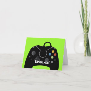 Video Game Birthday Thank you Card (Neon Green)