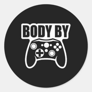 Video Game Body By Controller Workout Humour Gamer Classic Round Sticker
