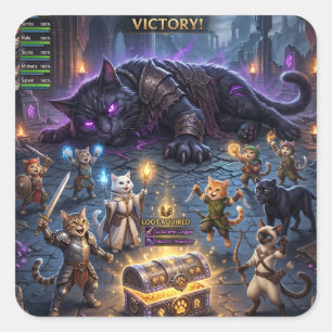 Video Game Boss Fight Cats Guild Downs Boss Square Sticker