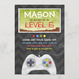Video Game Boy Birthday Party Invitation