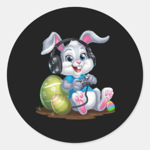 Video Game Bunny Egg Easter Day Gamer Kids Boys Ga Classic Round Sticker