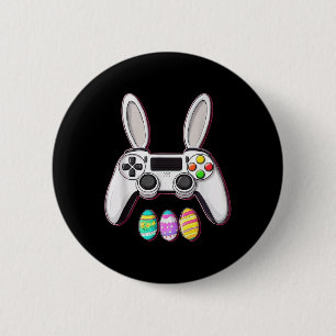 Video Game Bunny Eggs Controller Easter Day Gaming 6 Cm Round Badge