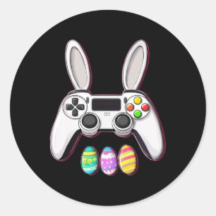 Video Game Bunny Eggs Controller Easter Day Gaming Classic Round Sticker