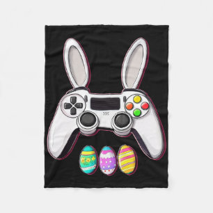 Video Game Bunny Eggs Controller Easter Day Gaming Fleece Blanket
