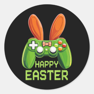 Video Game Bunny Eggs Easter Day Controller Gaming Classic Round Sticker
