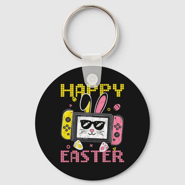 Video Game Bunny Eggs Happy Easter Day Controller  Key Ring (Front)