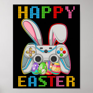 Video Game Bunny Rabbit Happy Easter Day Gamer Boy Poster