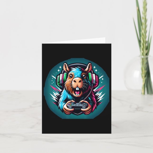 Video Game Capybara Gaming  Card (Front)