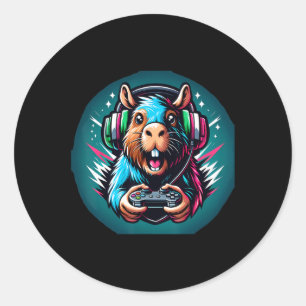 Video Game Capybara Gaming Classic Round Sticker