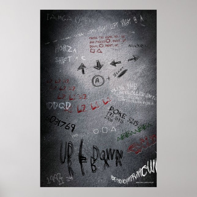 Video Game Cheats Poster - Gamer Gaming Cheat Code (Front)