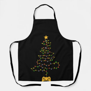 Video Game Christmas Tree Lights Gaming Pajama Apron