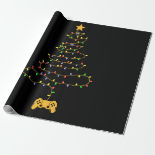 Video Game Christmas Tree Lights Gaming Pajama Wrapping Paper