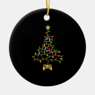 Video Game Christmas Tree Lights Xmas Gaming Ceramic Ornament