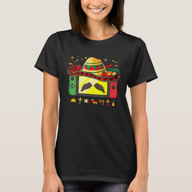 Video Game Cinco De Mayo Gamer Let s Fiesta Mexica T-Shirt (Front)