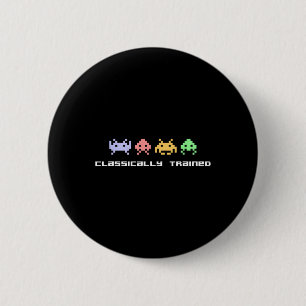 Video Game Clically Trained Alien Invaders Vintage 6 Cm Round Badge
