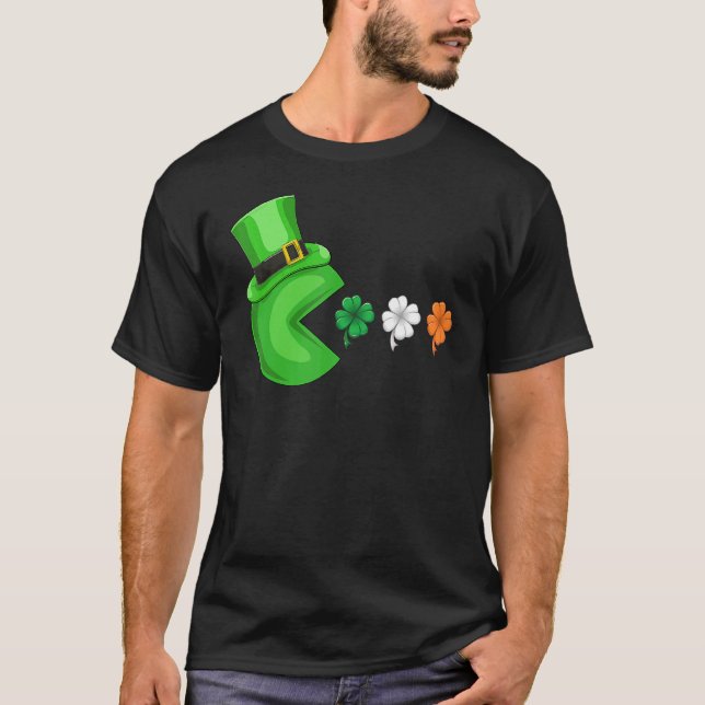 Video Game Clovers St Patricks Day Gamer Kids Boys T-Shirt (Front)
