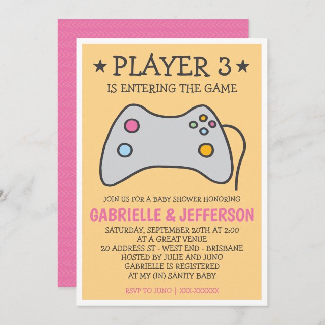 Video Game - Computer Game Baby Shower Invitation (Front/Back)
