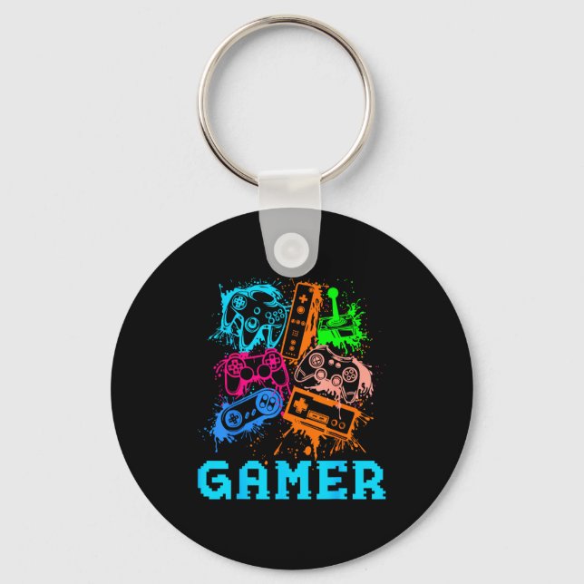 Video Game Console Controllers Clic Gamer Lover Co Key Ring (Front)