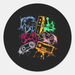Video Game Console Controllers Retro 80's 90's Arc Classic Round Sticker